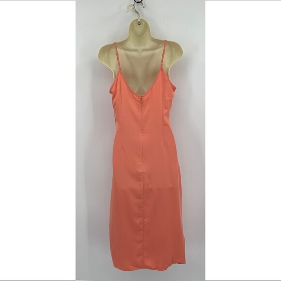 BCBGeneration midi slip dress deep peach orange faux wrap surplice new Small - Picture 4 of 5